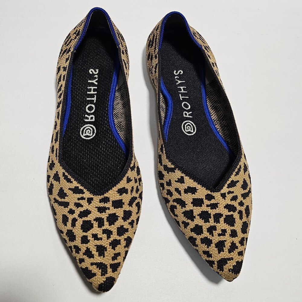Rothy's Brown and Black Leopard Point Flats Sleek Loafers size 8.5 - Picture 2 of 8